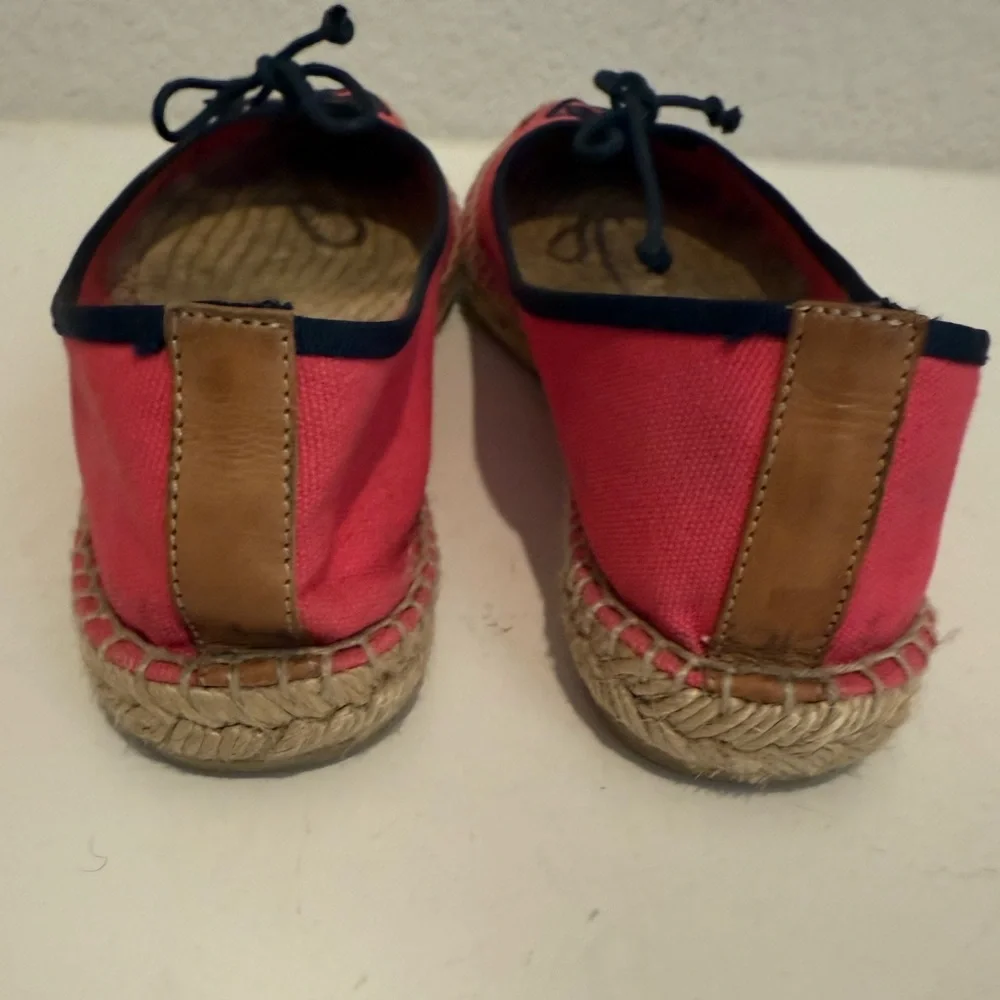 TORY BURCH Ballet Espadrilles in Lipstick Pink and Navy Blue Flats Size 6